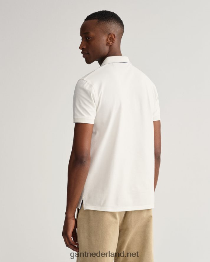 GANT Heren eierschaal contrasterende kraag piqué rugger R48460111