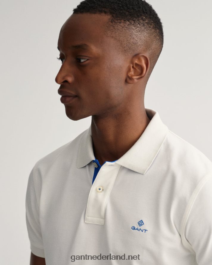 GANT Heren eierschaal contrasterende kraag piqué rugger R48460111