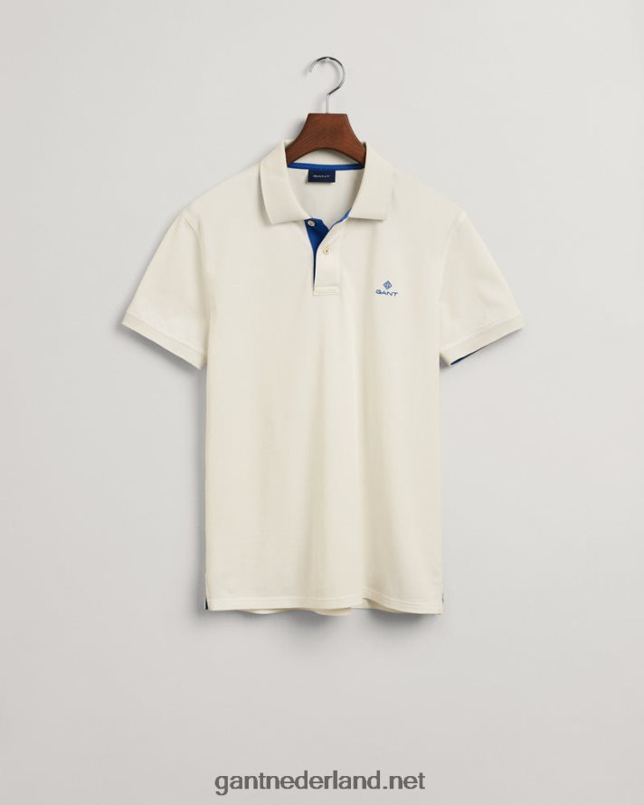 GANT Heren eierschaal contrasterende kraag piqué rugger R48460111