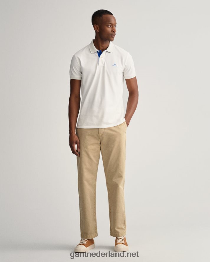 GANT Heren eierschaal contrasterende kraag piqué rugger R48460111