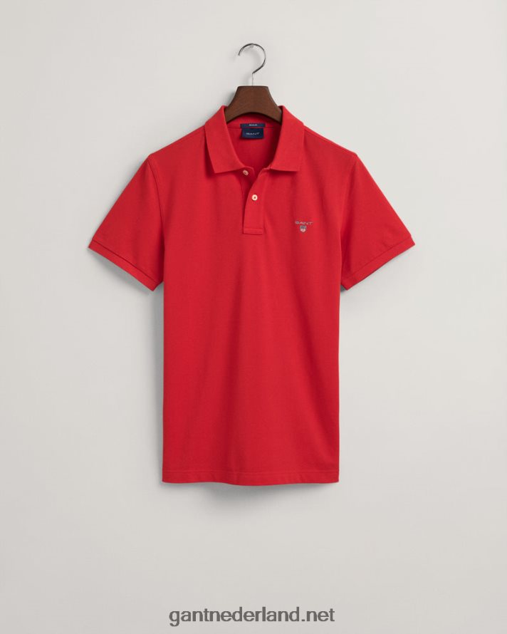 GANT Heren fel rood origineel piqué poloshirt R48460110