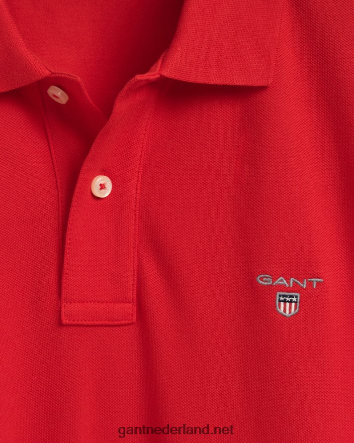 GANT Heren fel rood origineel piqué poloshirt R48460110