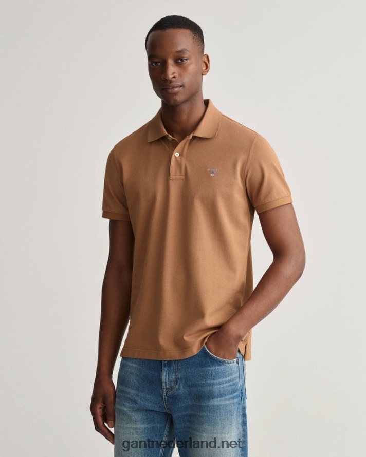 GANT Heren geroosterde walnoot origineel piqué poloshirt R4846098