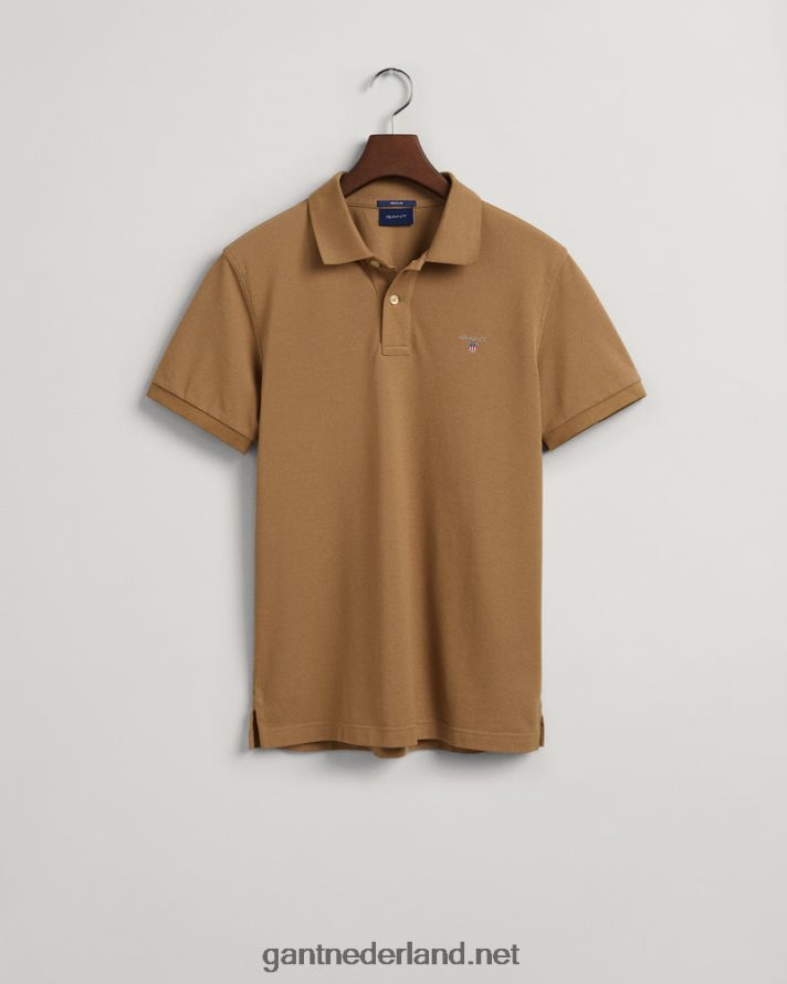 GANT Heren geroosterde walnoot origineel piqué poloshirt R4846098