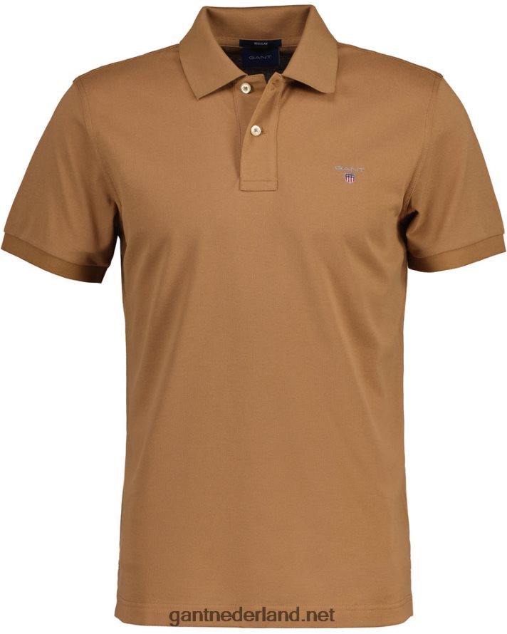 GANT Heren geroosterde walnoot origineel piqué poloshirt R4846098