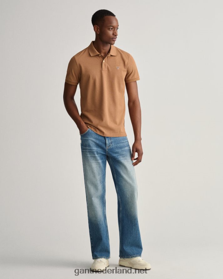 GANT Heren geroosterde walnoot origineel piqué poloshirt R4846098