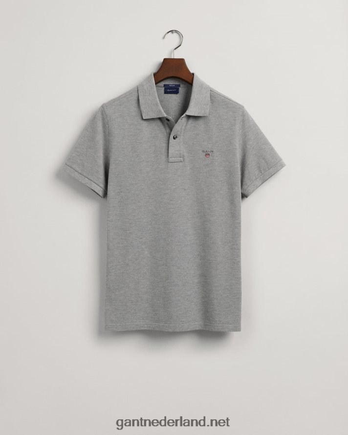 GANT Heren grijs gemêleerd origineel piqué poloshirt R48460116