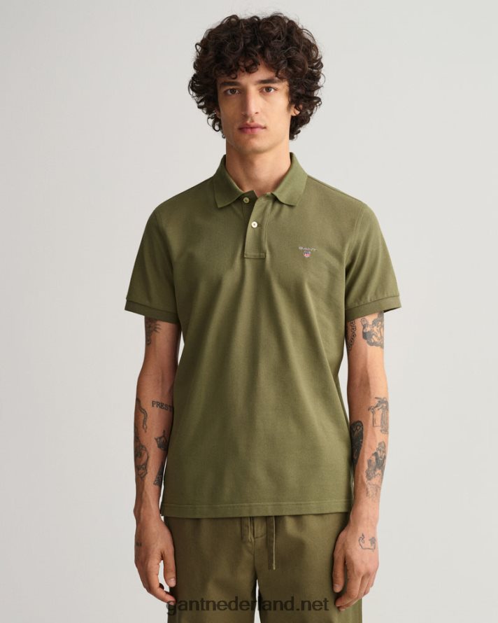 GANT Heren jagersgroen origineel piqué poloshirt R4846097