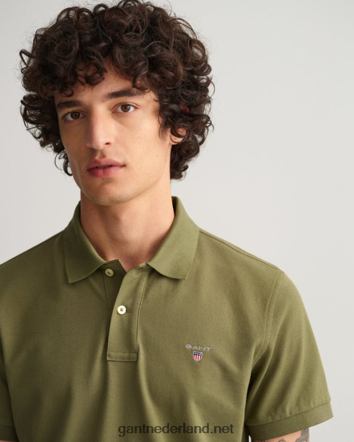 GANT Heren jagersgroen origineel piqué poloshirt R4846097