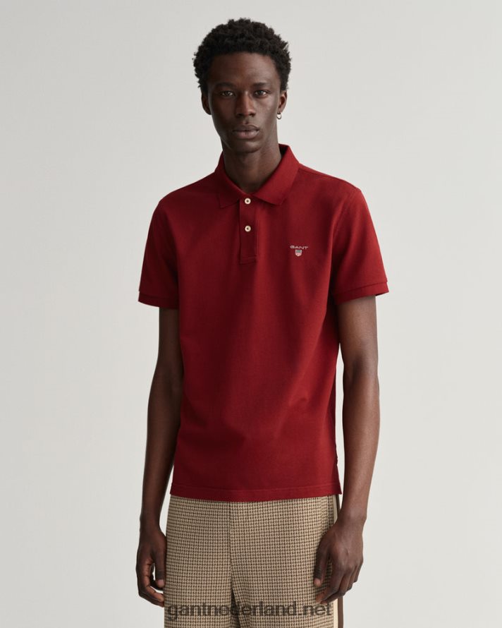 GANT Heren rood geplooid origineel piqué poloshirt R4846095