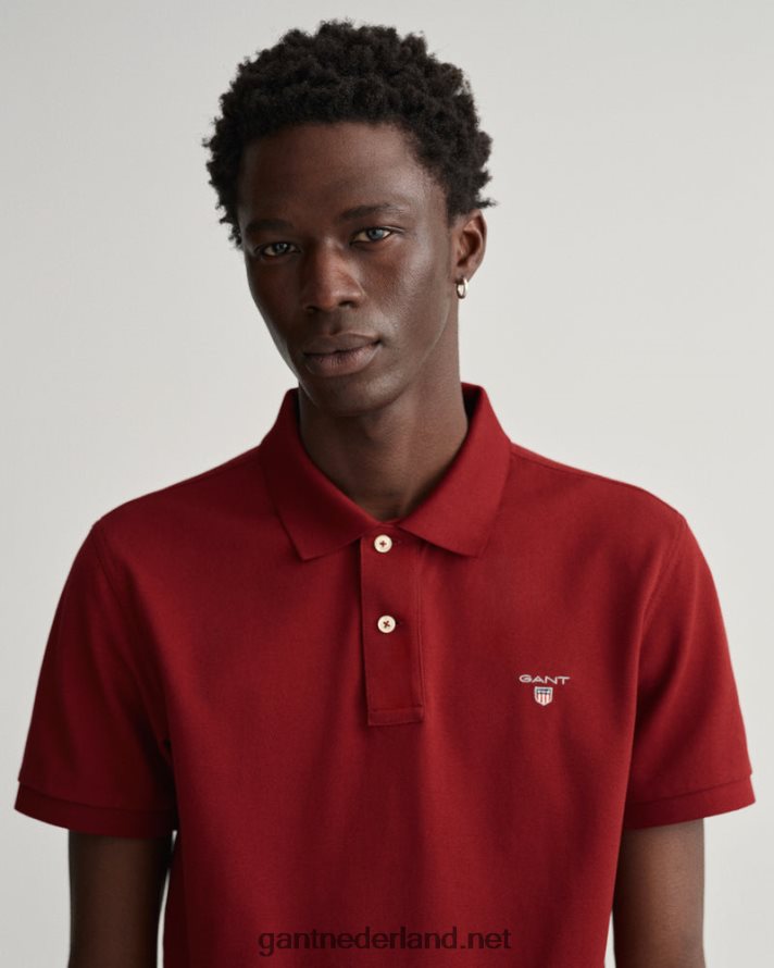 GANT Heren rood geplooid origineel piqué poloshirt R4846095