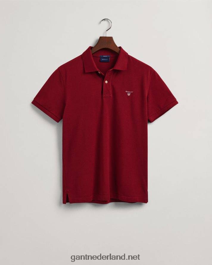 GANT Heren rood geplooid origineel piqué poloshirt R4846095