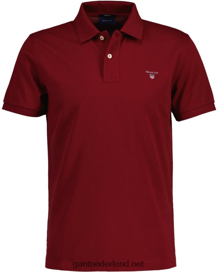 GANT Heren rood geplooid origineel piqué poloshirt R4846095
