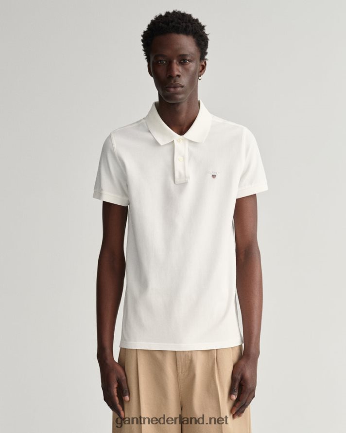 GANT Heren wit origineel slim fit piqué poloshirt R48460105