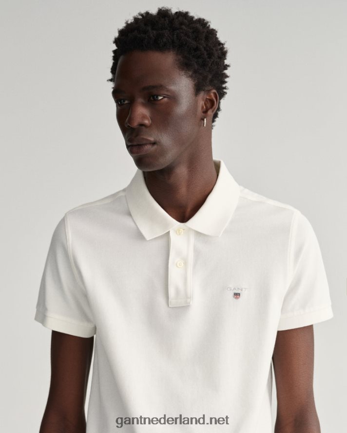 GANT Heren wit origineel slim fit piqué poloshirt R48460105
