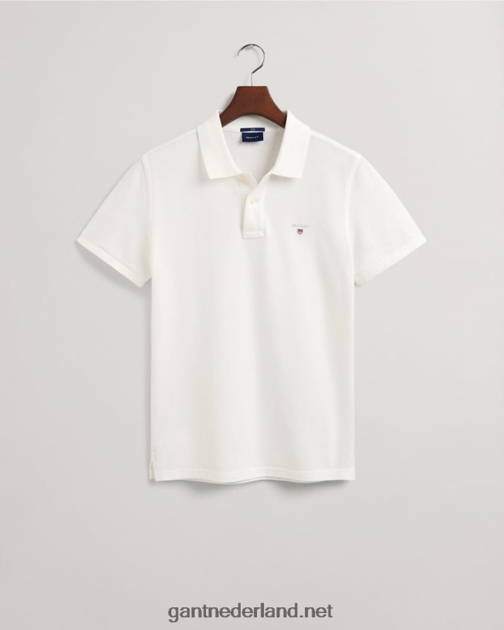 GANT Heren wit origineel slim fit piqué poloshirt R48460105