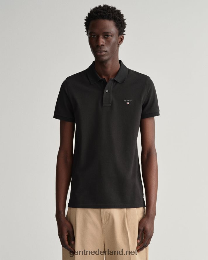 GANT Heren zwart origineel slim fit piqué poloshirt R48460103