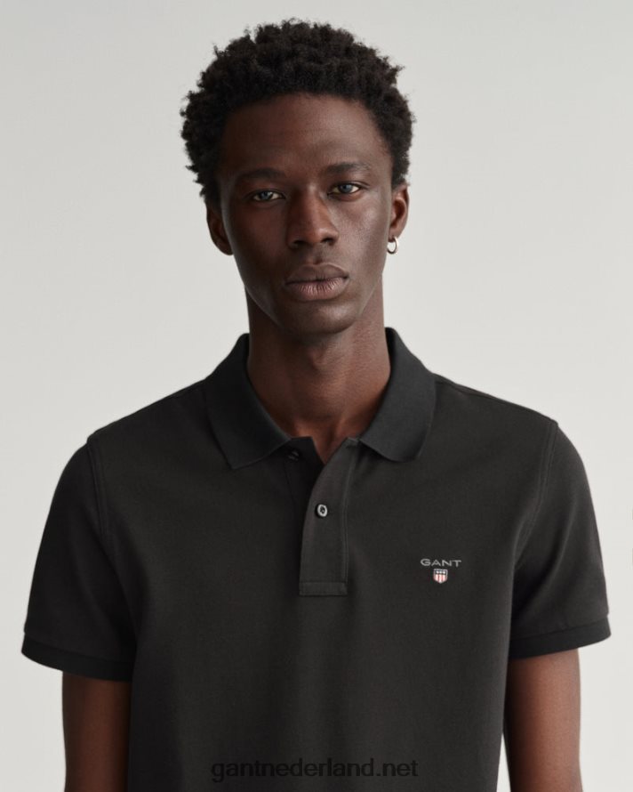 GANT Heren zwart origineel slim fit piqué poloshirt R48460103