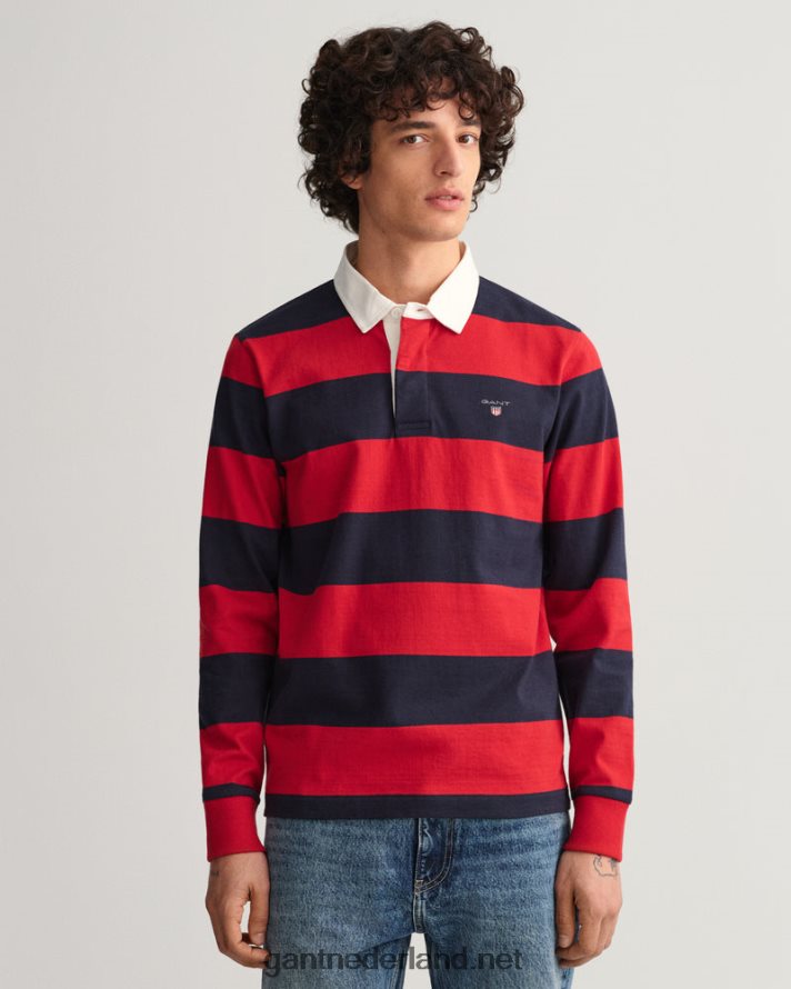 GANT Heren Robijn rood barstripe zware rugger R48460215
