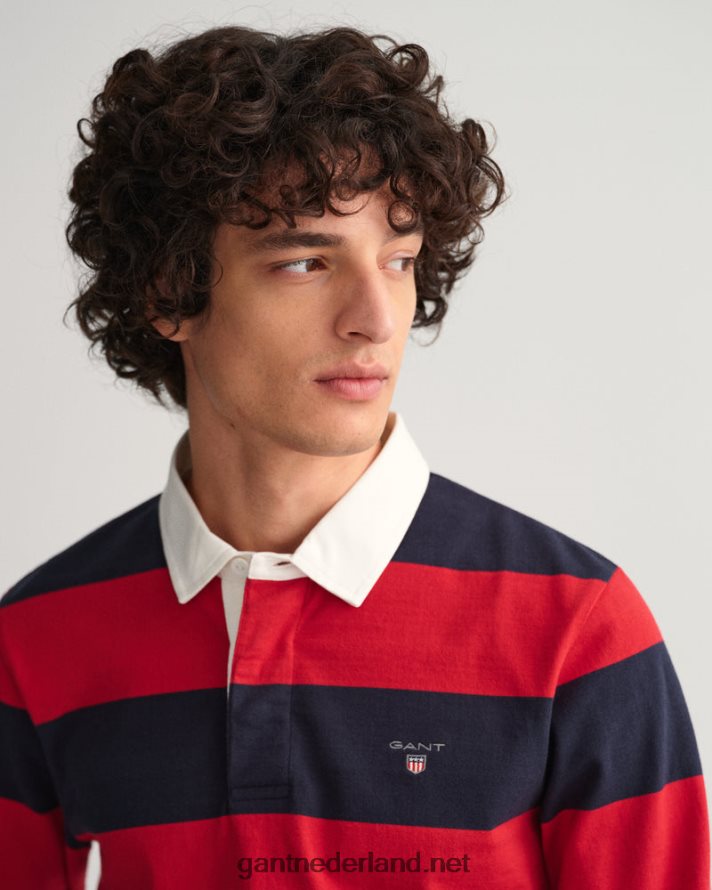 GANT Heren Robijn rood barstripe zware rugger R48460215
