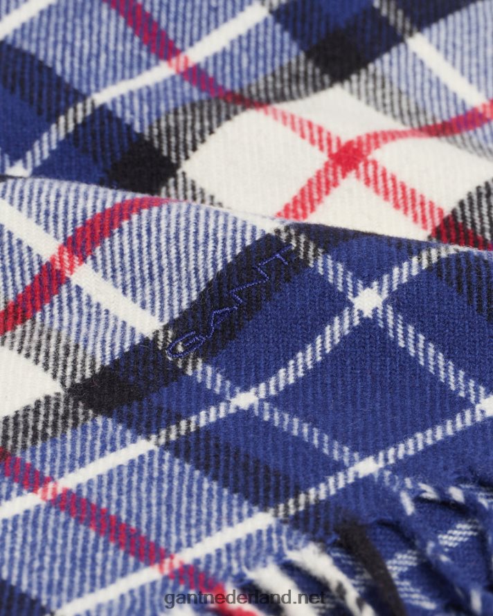 GANT Heren Diepblauw geruite wollen twill sjaal R48460560