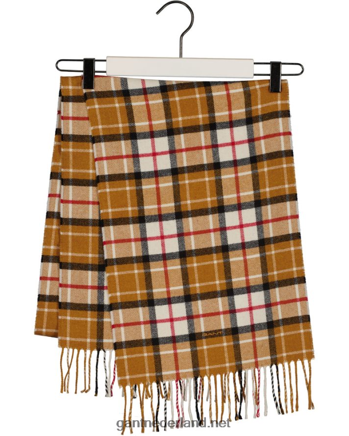 GANT Heren dk mosterd sinaasappel geruite wollen twill sjaal R48460569