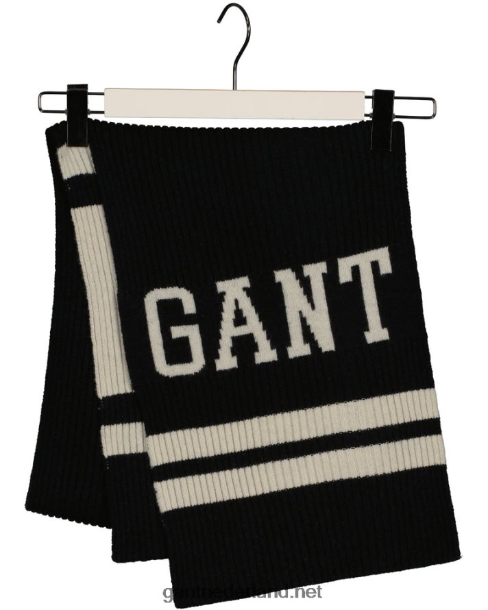 GANT Heren ebbenhout zwart gestreepte wol collegiale sjaal R48460564