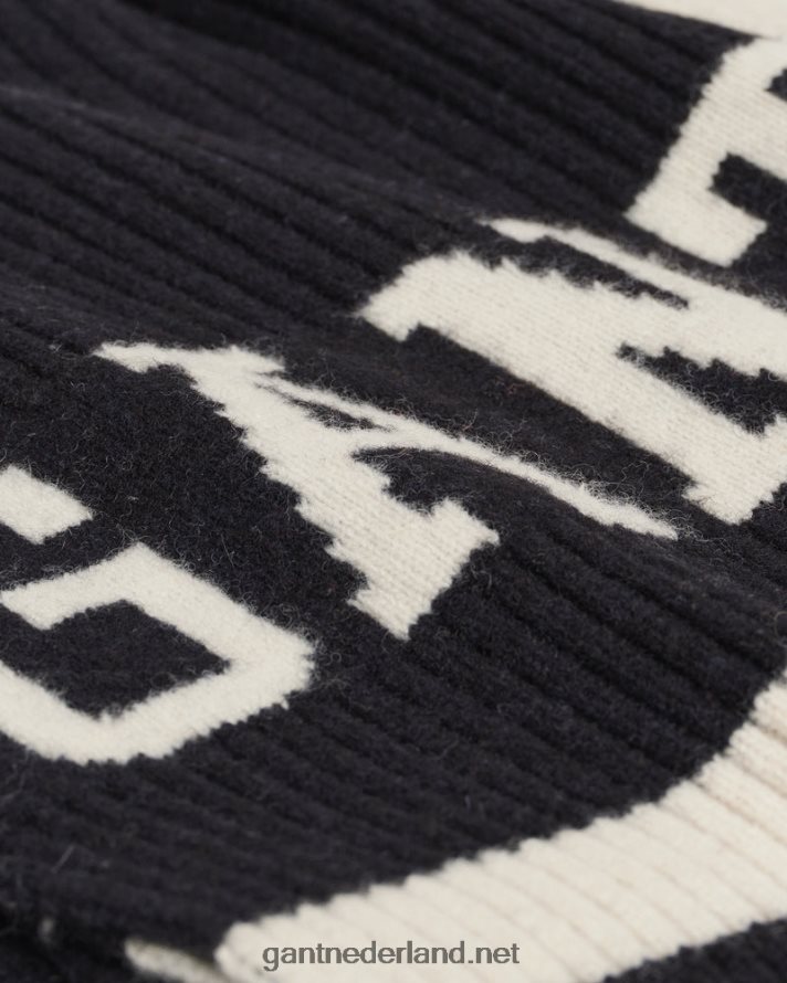 GANT Heren ebbenhout zwart gestreepte wol collegiale sjaal R48460564