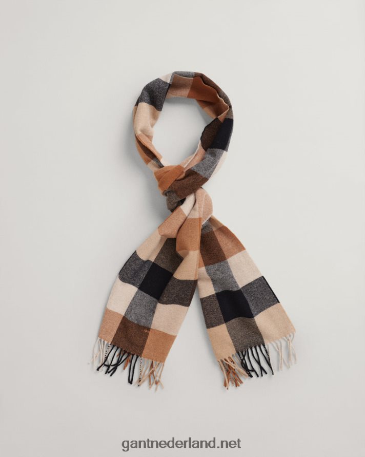 GANT Heren geroosterde walnoot multi geruite sjaal R48460572