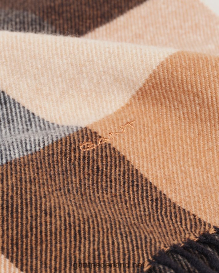 GANT Heren geroosterde walnoot multi geruite sjaal R48460572