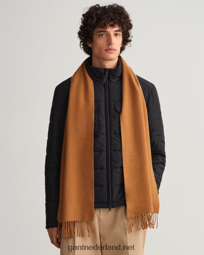 GANT Heren geroosterde walnoot stevige wollen sjaal R48460566