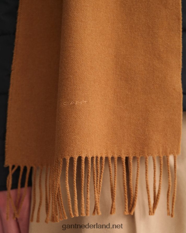 GANT Heren geroosterde walnoot stevige wollen sjaal R48460566