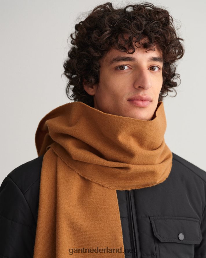 GANT Heren geroosterde walnoot stevige wollen sjaal R48460566