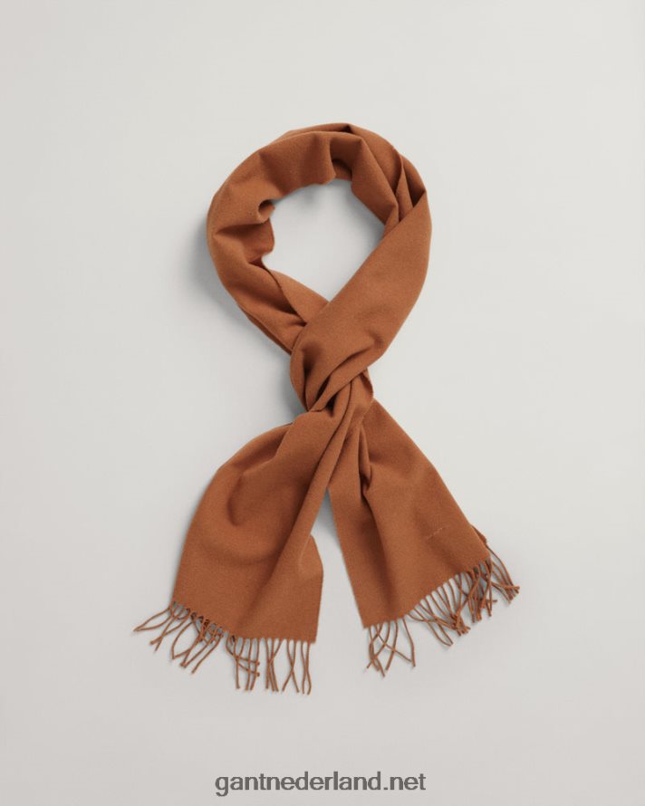 GANT Heren geroosterde walnoot stevige wollen sjaal R48460566