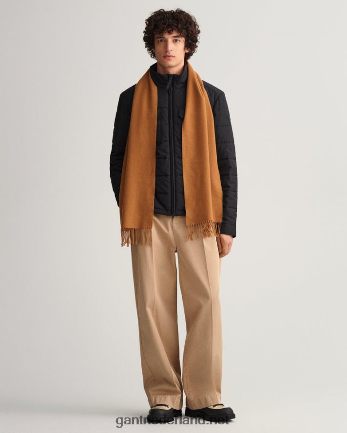GANT Heren geroosterde walnoot stevige wollen sjaal R48460566