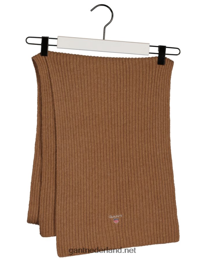 GANT Heren geroosterde walnoot wollen gebreide sjaal R48460561