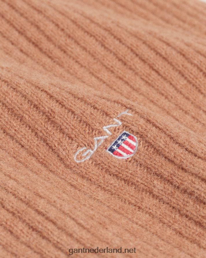 GANT Heren geroosterde walnoot wollen gebreide sjaal R48460561