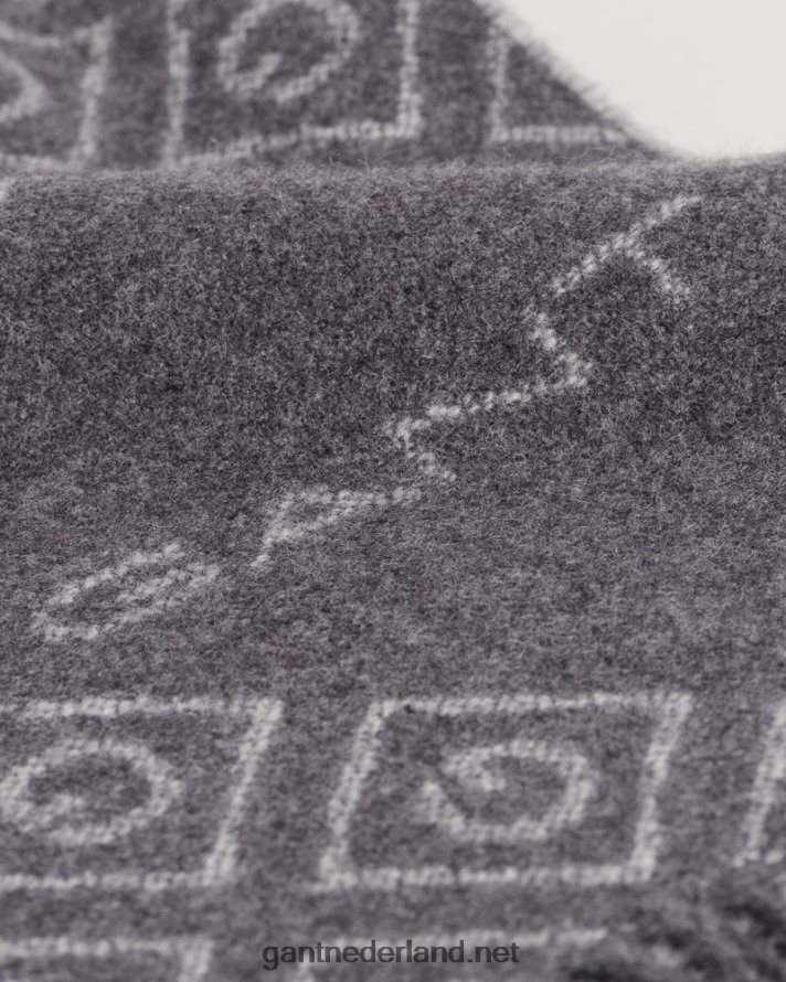 GANT Heren grafiet icoon g wollen sjaal R48460573