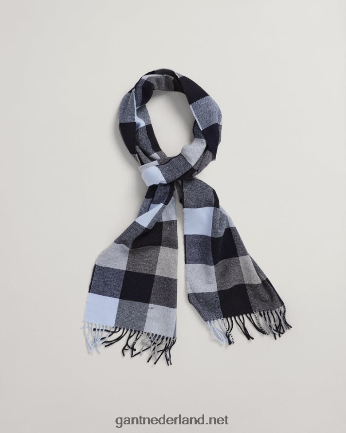 GANT Heren grijs gemêleerd multi geruite sjaal R48460570