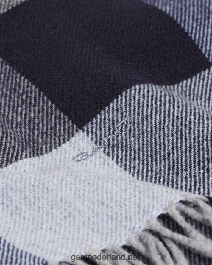 GANT Heren grijs gemêleerd multi geruite sjaal R48460570