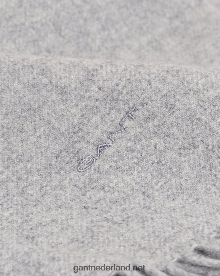 GANT Heren grijs gemêleerd stevige wollen sjaal R48460568
