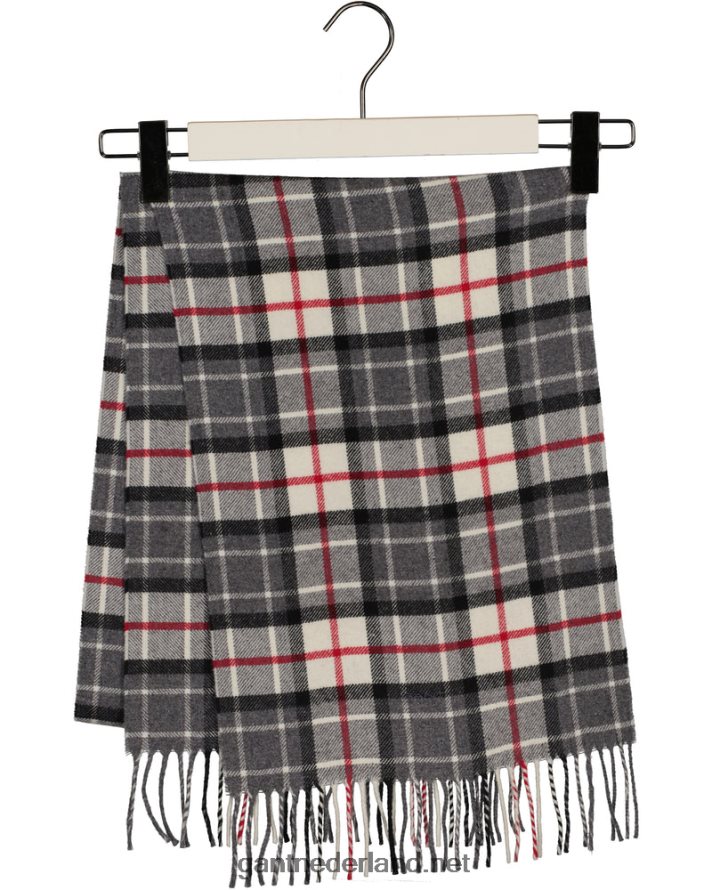 GANT Heren houtskool melange geruite wollen twill sjaal R48460576