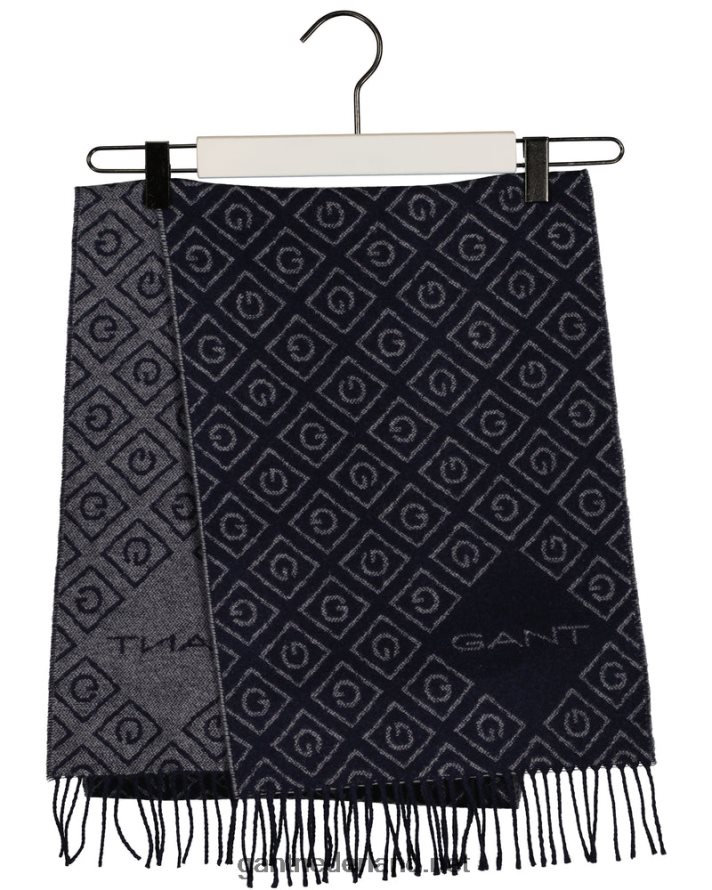 GANT Heren klassiek blauw icoon g wollen sjaal R48460574