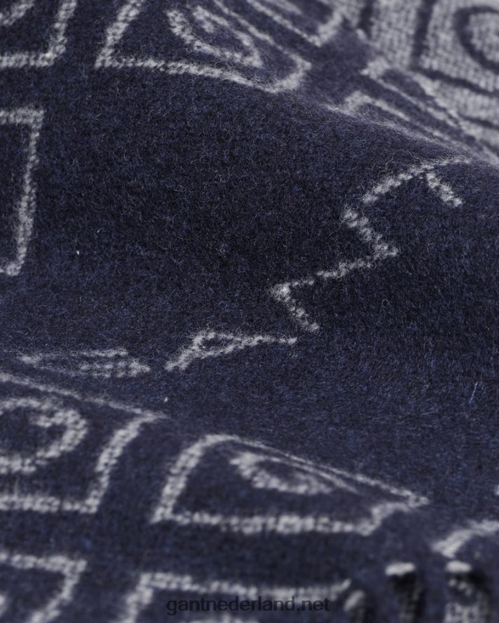 GANT Heren klassiek blauw icoon g wollen sjaal R48460574
