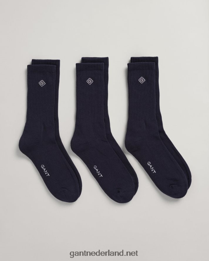 GANT Heren marinier 3-pack sportsokken R48460521