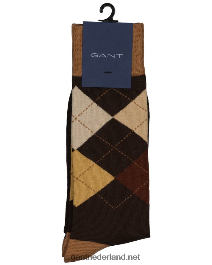 GANT Heren rijk bruin argyle sokken R48460535