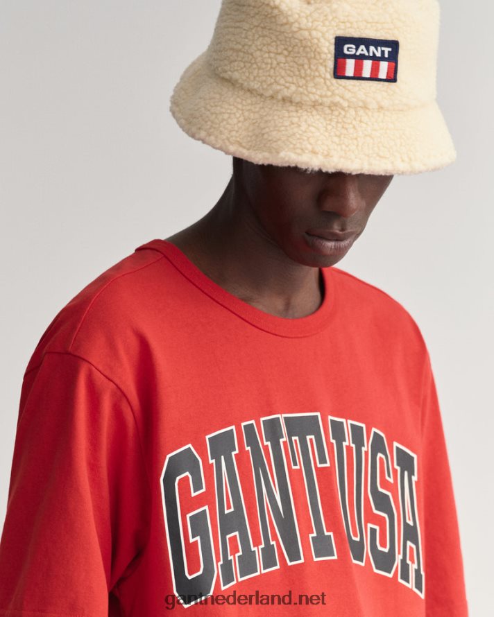 GANT Heren Robijn rood Amerikaans grafisch t-shirt R48460170