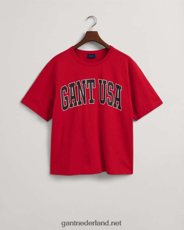 GANT Heren Robijn rood Amerikaans grafisch t-shirt R48460170