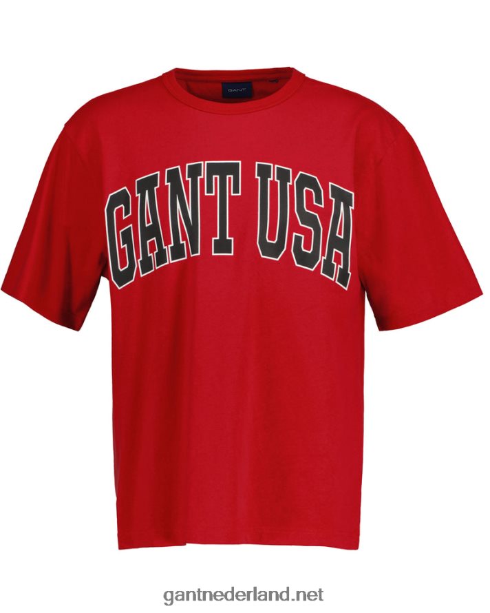 GANT Heren Robijn rood Amerikaans grafisch t-shirt R48460170