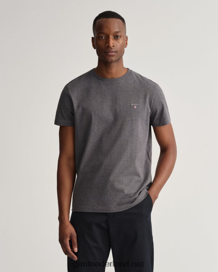 GANT Heren antraciet gemêleerd origineel t-shirt R48460144